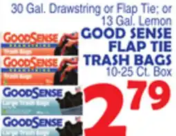 Bravo Supermarkets GOOD SENSE FLAP TIE TRASH BAGS offer