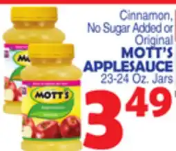 Bravo Supermarkets MOTT'S APPLESAUCE 23-24 Oz. Jars offer