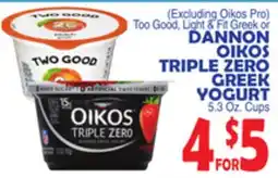 Bravo Supermarkets DANNON OIKOS TRIPLE ZERO GREEK YOGURT offer