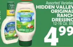 Bravo Supermarkets HIDDEN VALLEY ORIGINAL RANCH DRESSING 12-16 Oz. Btl offer