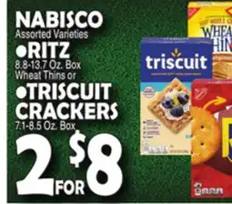 Bravo Supermarkets NABISCO •RITZ 8.8-13.7 Oz. Box Wheat Thins or 7.1-8.5 Oz. Box •TRISCUIT CRACKERS 7.1-8.5 Oz. Box offer