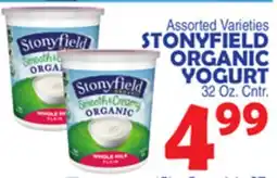 Bravo Supermarkets STONYFIELD ORGANIC YOGURT 32 Oz. Cntr offer