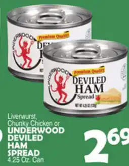 Bravo Supermarkets UNDERWOOD DEVILED HAM SPREAD 4.25 Oz. Can offer
