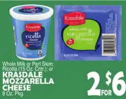 Bravo Supermarkets KRASDALE MOZZARELLA CHEESE 8 Oz. Pkg offer