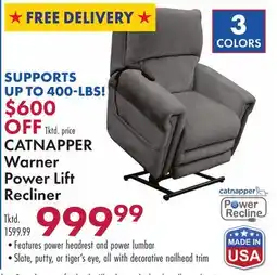 Boscov's CATNAPPER Warner Power Lift Recliner offer