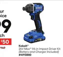 Lowe's 24V MaxC 1/4-in Impact Driver Kit offer