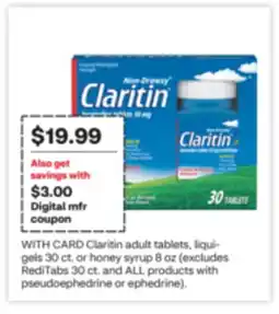 CVS Claritin adult tablets, liqui-gels 30 ct. or honey syrup 8 oz offer