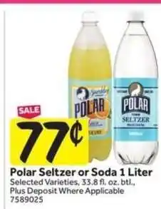Stop&Shop Polar Seltzer or Soda 1 Liter offer