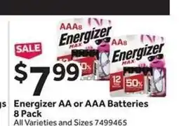 Stop&Shop Energizer AA or AAA Batteries 8 Pack offer