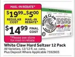 Stop&Shop White Claw Hard Seltzer 12 Pack offer