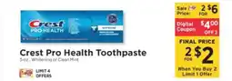 ShopRite Crest Pro-Health Toothpaste offer