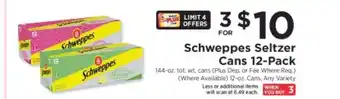 ShopRite Schweppes Seltzer Cans 12-Pack offer