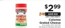 ShopRite Colonna Grated Cheese offer