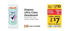 ShopRite Degree Ultra Clear Deodorant offer