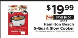 ShopRite Hamilton Beach 5-Quart Slow Cooker offer