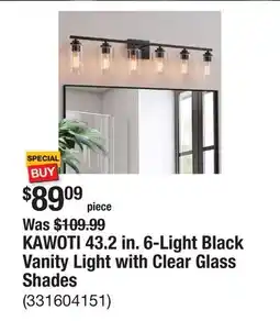 The Home Depot KAWOTI 43.2 in. 6-Light Black Vanity Light with Clear Glass Shades offer