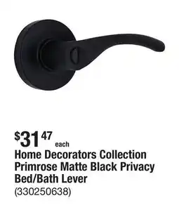 The Home Depot Home Decorators Collection Primrose Matte Black Privacy Bed/Bath Lever offer