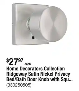 The Home Depot Home Decorators Collection Ridgeway Satin Nickel Privacy Bed/Bath Door Knob with Square Rose offer