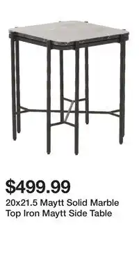 TJ Maxx 20x21.5 Maytt Solid Marble Top Iron Maytt Side Table offer