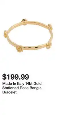 TJ Maxx Made In Italy 14kt Gold Stationed Rose Bangle Bracelet offer