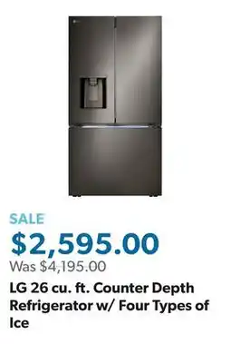 Sam's Club LG 26 cu. ft. Counter Depth Refrigerator w/ Four Types of Ice offer