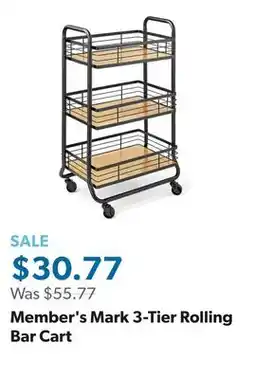 Sam's Club Member's Mark 3-Tier Rolling Bar Cart offer