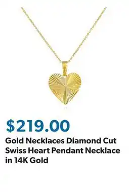 Sam's Club Gold Necklaces Diamond Cut Swiss Heart Pendant Necklace in 14K Gold offer