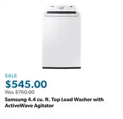 Sam's Club Samsung 4.4 cu. ft. Top Load Washer with ActiveWave Agitator offer