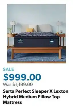Sam's Club Serta Perfect Sleeper X Lexton Hybrid Medium Pillow Top Mattress offer
