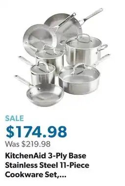 Sam's Club KitchenAid 3-Ply Base Stainless Steel 11-Piece Cookware Set, Brushed Stainless Steel offer