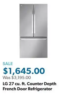 Sam's Club LG 27 cu. ft. Counter Depth French Door Refrigerator offer