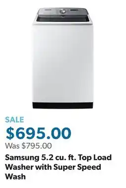 Sam's Club Samsung 5.2 cu. ft. Top Load Washer with Super Speed Wash offer