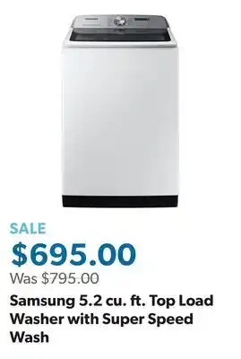 Sam's Club Samsung 5.2 cu. ft. Top Load Washer with Super Speed Wash offer