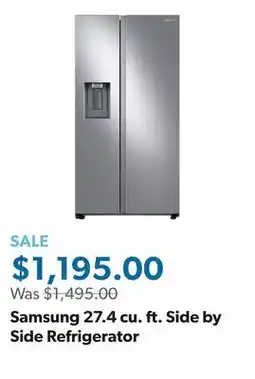 Sam's Club Samsung 27.4 cu. ft. Side by Side Refrigerator offer
