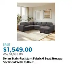 Sam's Club Dylan Stain-Resistant Fabric 6 Seat Storage Sectional With Pullout Bed, Assorted Colors offer