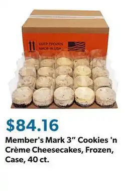 Sam's Club Member's Mark 3 Cookies 'n Crème Cheesecakes, Frozen, Case, 40 ct offer