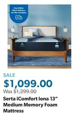 Sam's Club Serta iComfort Iona 13 Medium Memory Foam Mattress offer