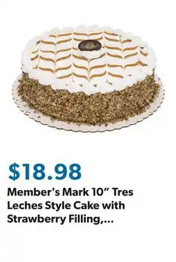 Sam's Club Member's Mark 10 Tres Leches Style Cake with Strawberry Filling, 86 oz offer