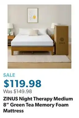 Sam's Club ZINUS Night Therapy Medium 8 Green Tea Memory Foam Mattress offer
