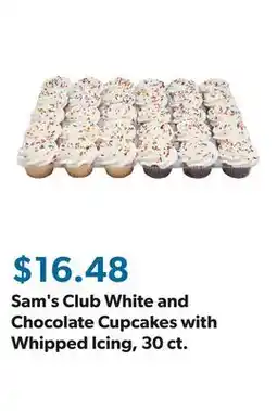 Sam's Club Sam's Club White and Chocolate Cupcakes with Whipped Icing, 30 ct offer