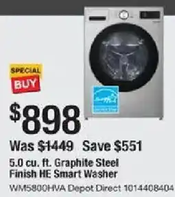 The Home Depot LG Graphite Steel Finish HE Smart Washer offer