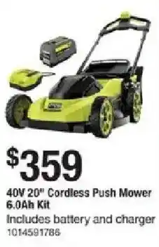 The Home Depot Ryobi Cordless Push Mower offer
