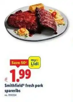 Lidl Smithfield fresh pork spareribs offer