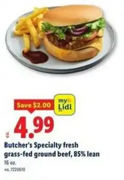 Lidl Butcher's Specialty fresh grass-fed ground beef, 85% lean offer