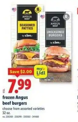 Lidl Frozen angus beef burgers offer