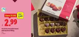 Lidl J.D. Gross chocolate hearts with hazelnut filling offer
