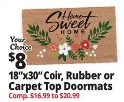 Ocean State Job Lot 18x30 Coir, Rubber or Carpet Top Doormats offer