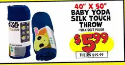 Ollie's 40 x 50 BABY YODA SILK TOUCH THROW offer