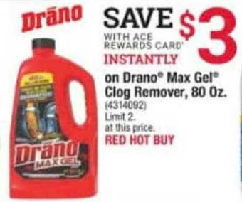 Ace Hardware Drano Max Gel Clog Remover, 80 Oz. offer