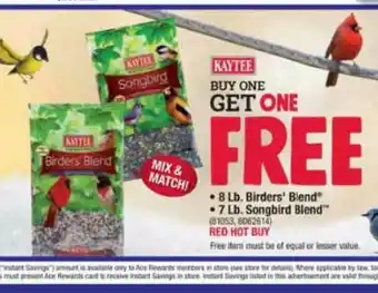 Ace Hardware 8 Lb. Birders' Blend, 7 Lb. Songbird Blend offer